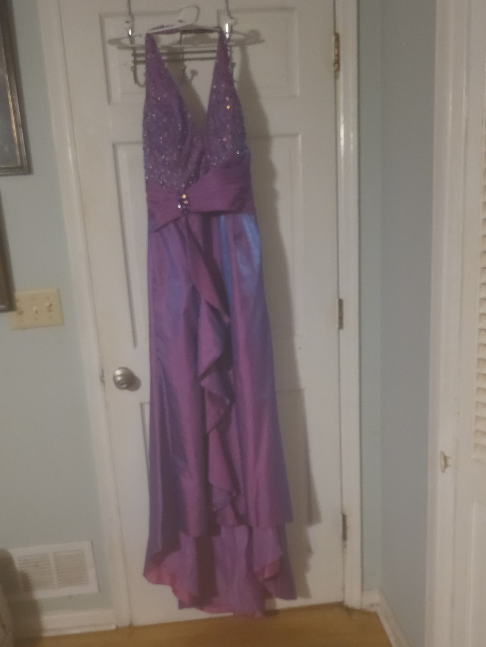 Women's Sparkle V-Neck Purple Formal Dress